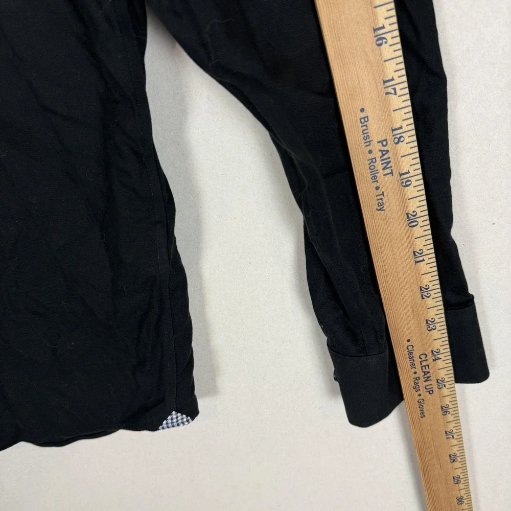 Banana Republic Dress Shirt Mens Medium 15.5 32/33 Black Solid Slim Fit Non Iron